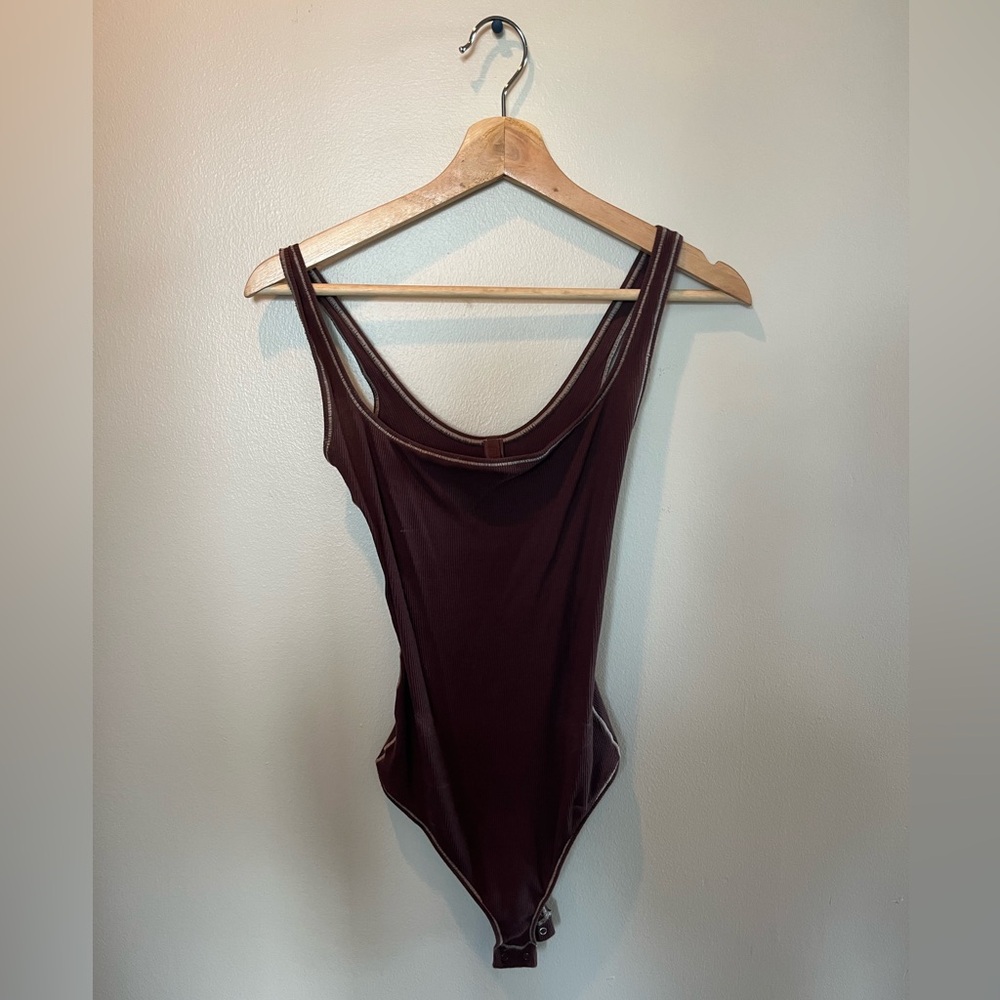 Skims Chocolate Brown Square Neck Bodysuit